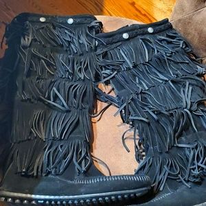 Fringed  suede  boots